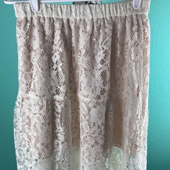 Wilfred Aritzia Lace White Lined Sheer Bohemian Maxi Skirt M - Picture 5 of 9